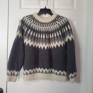 Vintage Paul James Wool England Pullover Sweater Nordic Yoke Pattern Medium